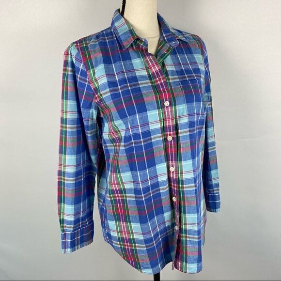 J Crew Plaid Button Down Long Sleeve Blouse - Picture 2 of 4